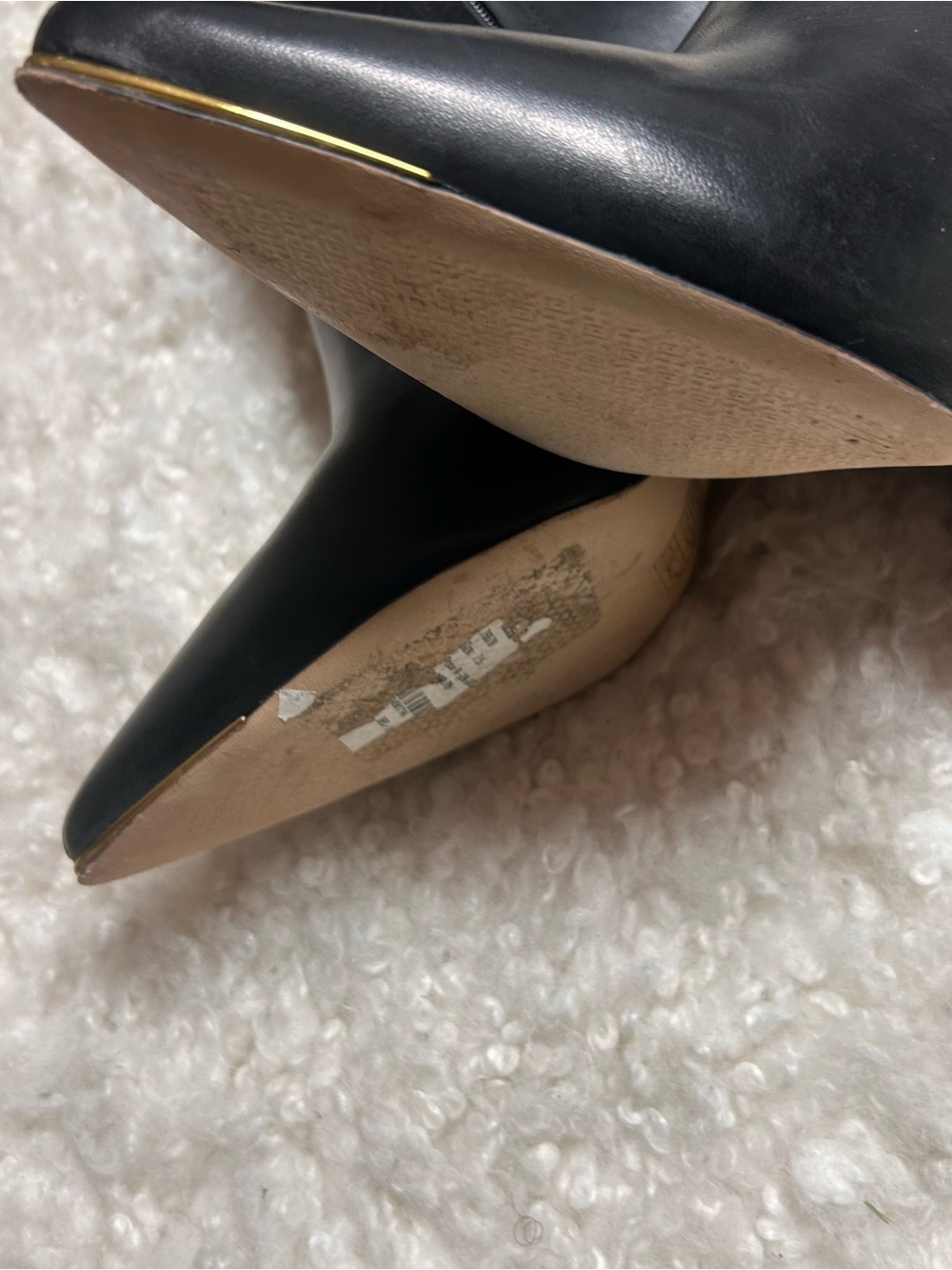 Tory Burch black genuine leather boots with wide heel and gold detail size 7.5 - Picture 5 of 9